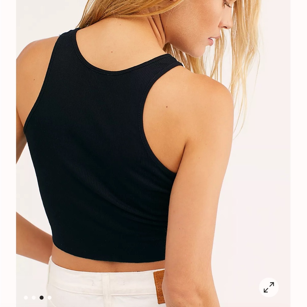 High-Neck Ribbed Crop Navy Sz L - Picture 2 of 5